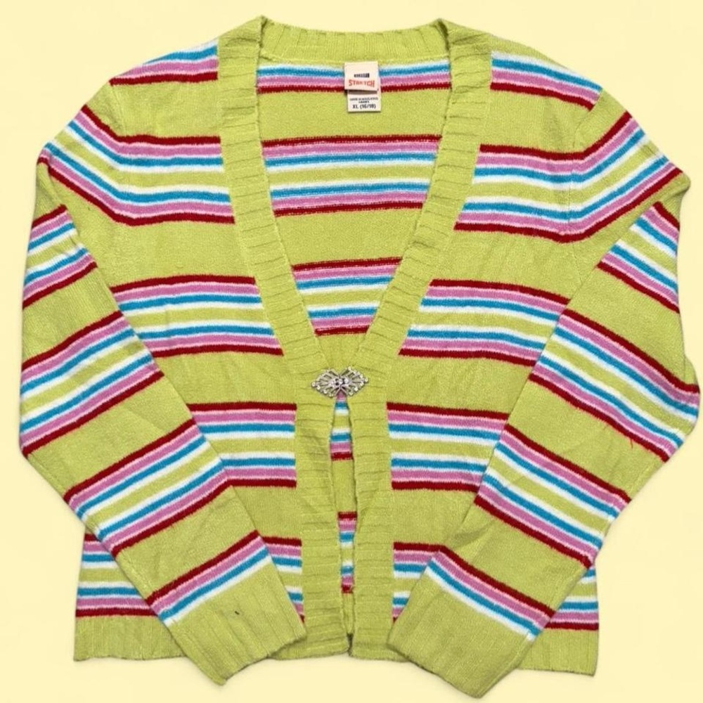 Y2K Faded Glory Multicolor Striped Cardigan